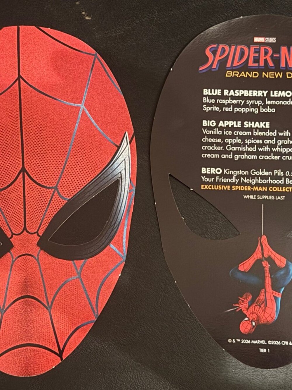 Marvel Studios Spider-Man Brand New Day Mask Alamo Drafthouse Menu